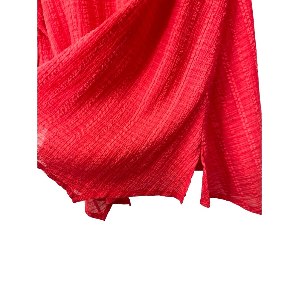 Habitat textured button up asymmetric hem blouse top Size M red boho lagenlook - Picture 7 of 9